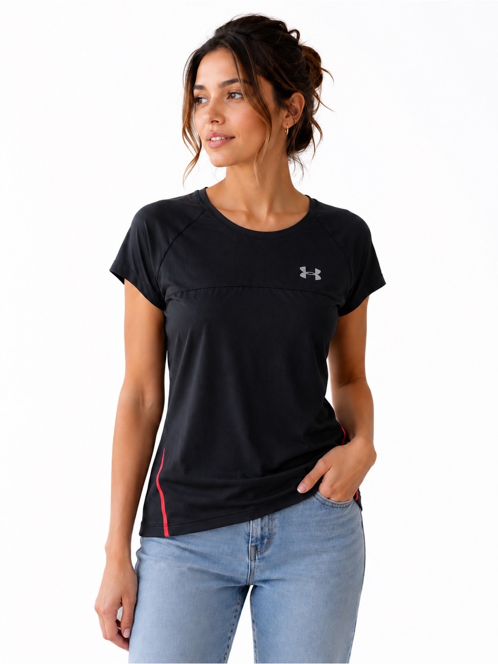 Under Armour Black Short-Sleeve Performance Tee with Red Accents